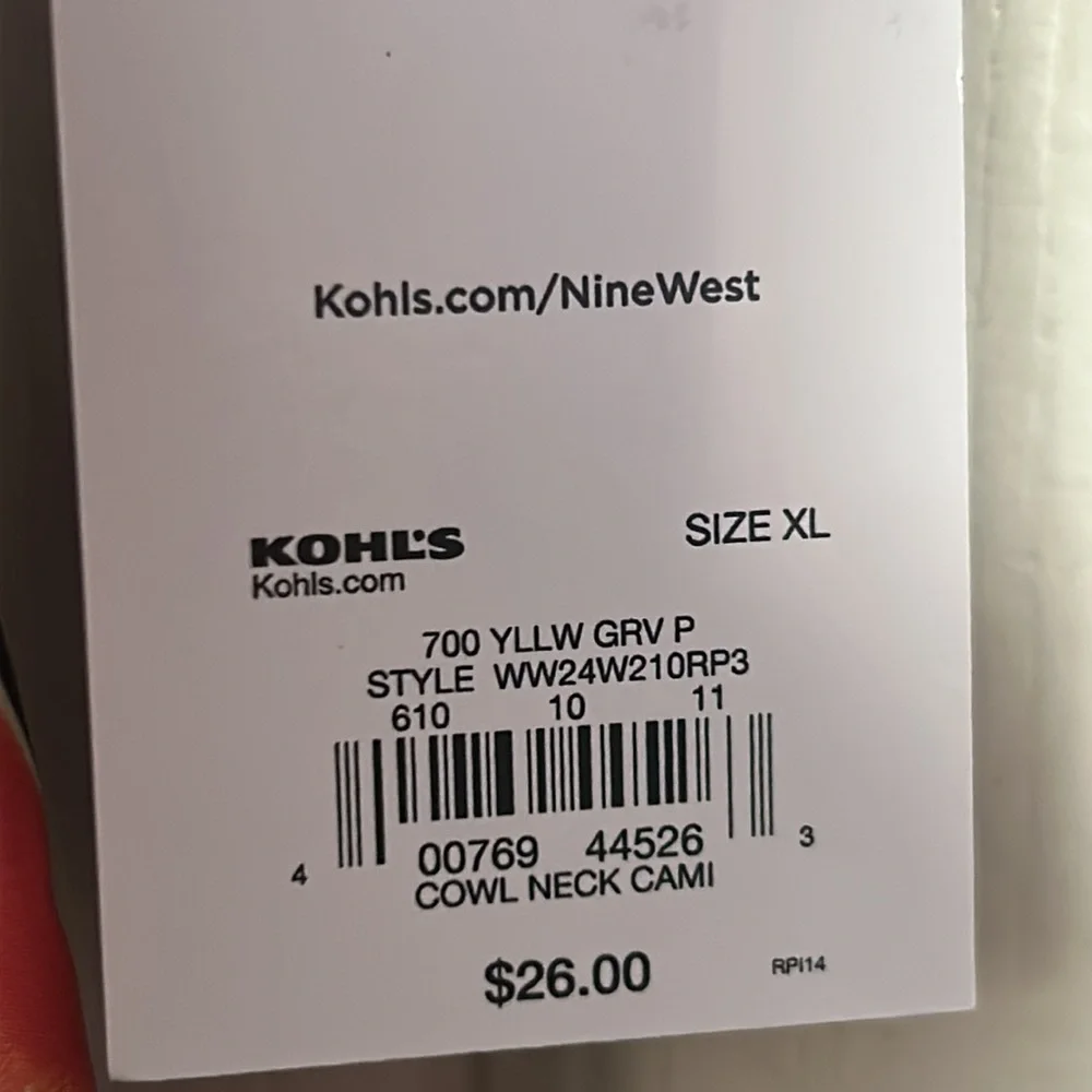 NWT Nine West coconut grove palm cowl neck satin cami - Picture 4 of 6